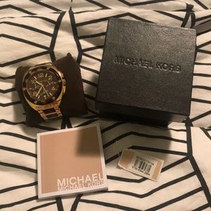 Large face tortoise and gold Michael Kors watch